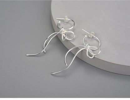 925 Sterling Silver Exquisite Lovely Knot Long Earrings Charm Jewelry LFJB0264 - Touchy Style .