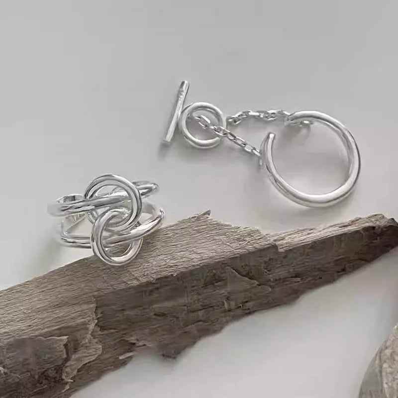 925 Sterling Silver Finger Ring Charm Jewelry - Double Layers Stackable - TSJ85 - Touchy Style