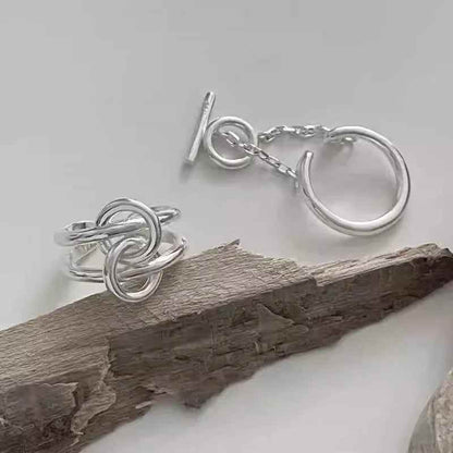 925 Sterling Silver Finger Ring Charm Jewelry - Double Layers Stackable - TSJ85 - Touchy Style