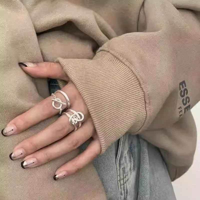 925 Sterling Silver Finger Ring Charm Jewelry - Double Layers Stackable - TSJ85 - Touchy Style