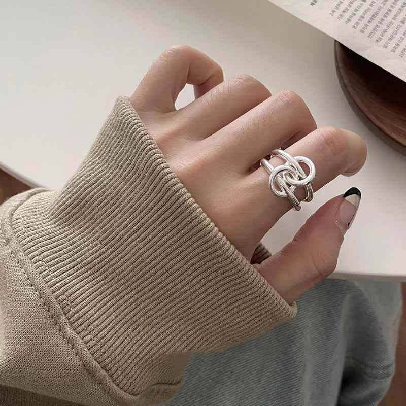 925 Sterling Silver Finger Ring Charm Jewelry - Double Layers Stackable - TSJ85 - Touchy Style