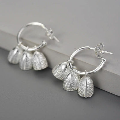 925 Sterling Silver Fish Bell Drop Earring Charm Jewelry - LFJB0113 - Touchy Style .
