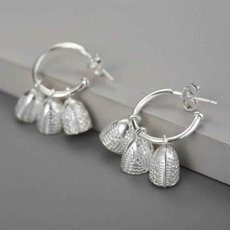 925 Sterling Silver Fish Bell Drop Earring Charm Jewelry - LFJB0113 - Touchy Style