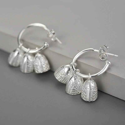 925 Sterling Silver Fish Bell Drop Earring Charm Jewelry - LFJB0113 - Touchy Style