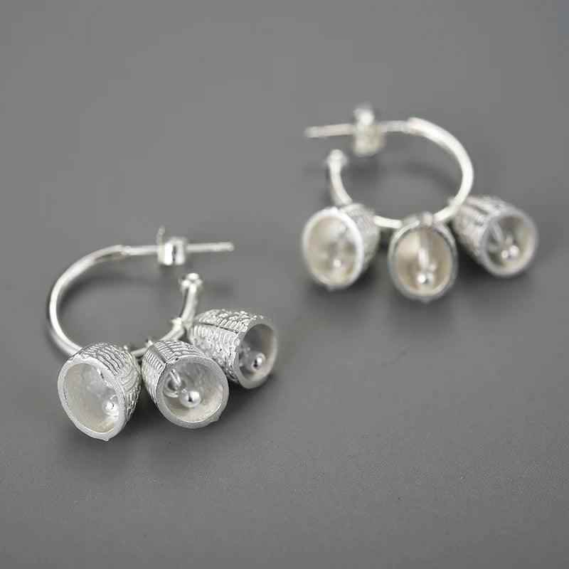 925 Sterling Silver Fish Bell Drop Earring Charm Jewelry - LFJB0113 - Touchy Style