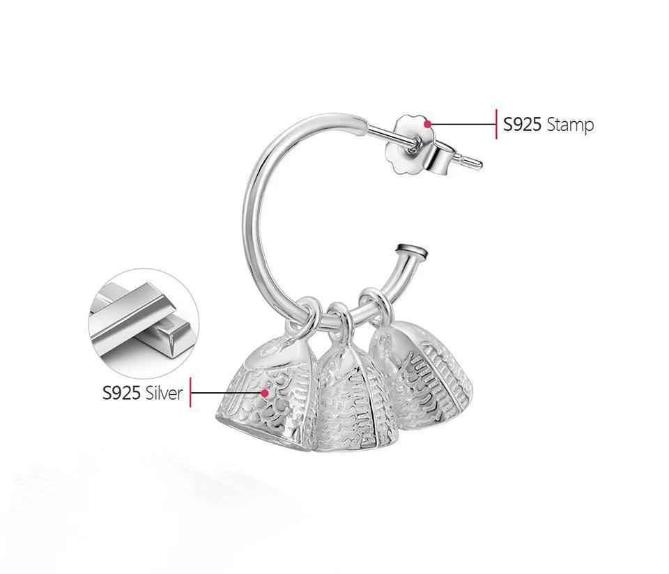925 Sterling Silver Fish Bell Drop Earring Charm Jewelry - LFJB0113 - Touchy Style