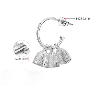 925 Sterling Silver Fish Bell Drop Earring Charm Jewelry - LFJB0113 - Touchy Style