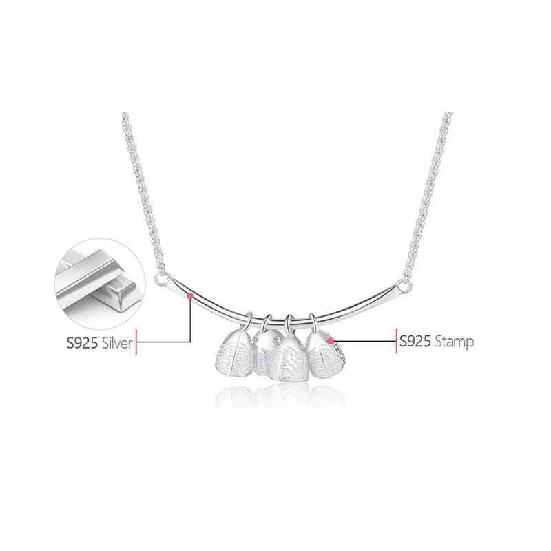 925 Sterling Silver Fish Bell Pendant Necklace - LFJF0044 Charm Jewelry - Touchy Style