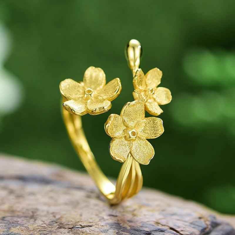 925 Sterling Silver Flower Finger Ring Charm Jewelry LFJD0152 - Touchy Style
