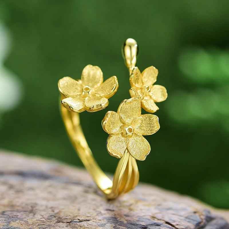 925 Sterling Silver Flower Finger Ring Charm Jewelry LFJD0152 - Touchy Style .