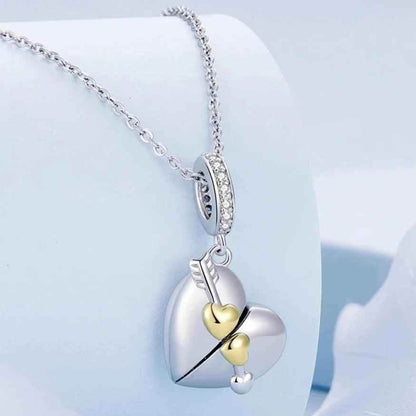 925 Sterling Silver Heart Book Shape Pendant Charm Jewelry Without Chain - Touchy Style