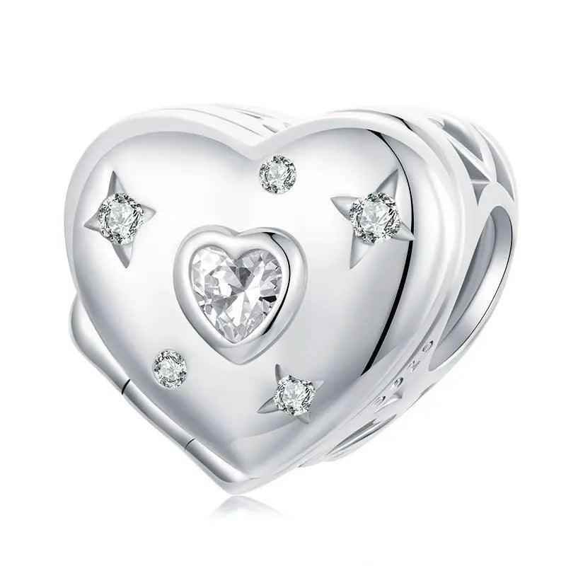 925 Sterling Silver Heart Book Shape Pendant Charm Jewelry Without Chain - Touchy Style