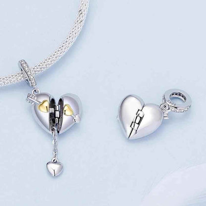 925 Sterling Silver Heart Book Shape Pendant Charm Jewelry Without Chain - Touchy Style