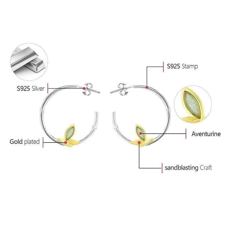 925 Sterling Silver Hoop Earring Charm Jewelry with Bamboo Leaves - LFJC0011 - Touchy Style