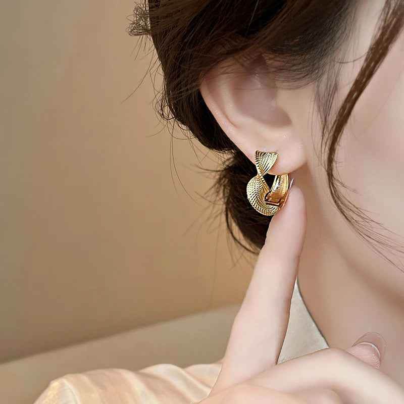 925 Sterling Silver Hoop Earrings Charm Jewelry - Geometric Clip - TSJ146 - Touchy Style