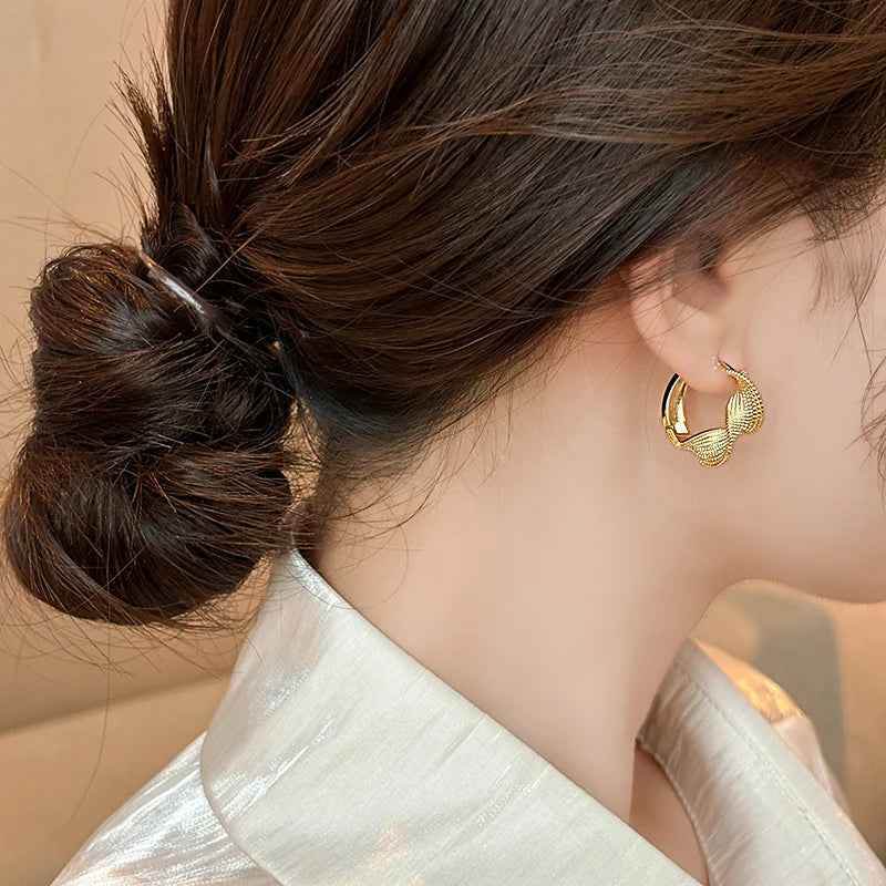 925 Sterling Silver Hoop Earrings Charm Jewelry - Geometric Clip - TSJ146 - Touchy Style
