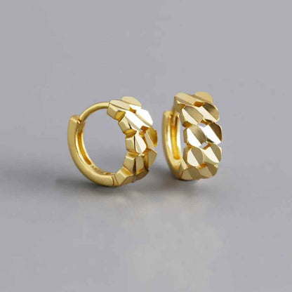 925 Sterling Silver Hoop Earrings Charm Jewelry - Geometric Glossy Shape - MD312 - Touchy Style