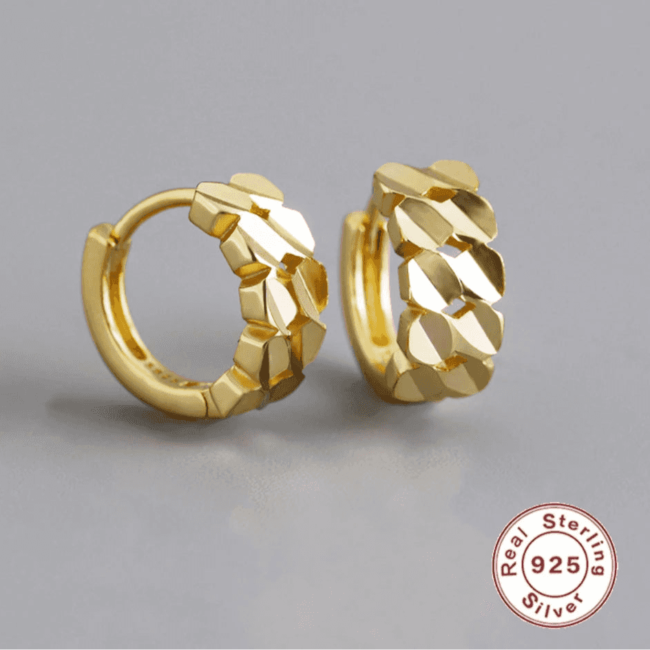 925 Sterling Silver Hoop Earrings Charm Jewelry - Geometric Glossy Shape - MD312 - Touchy Style