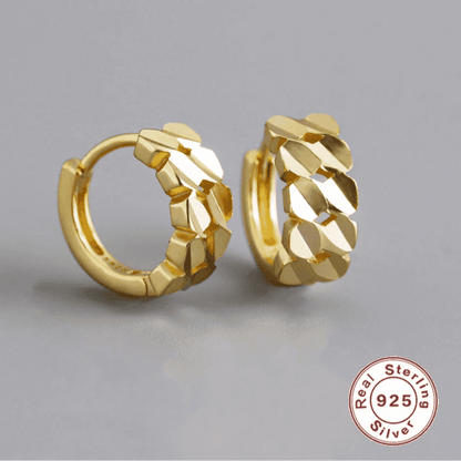 925 Sterling Silver Hoop Earrings Charm Jewelry - Geometric Glossy Shape - MD312 - Touchy Style
