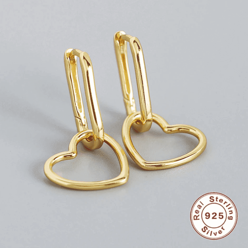 925 Sterling Silver Hoop Earrings Charm Jewelry - Geometric Heart-shaped - YH0093 - Touchy Style