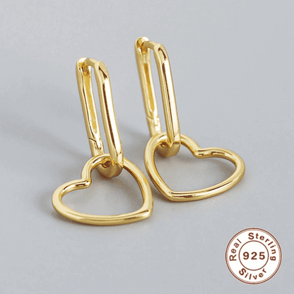 925 Sterling Silver Hoop Earrings Charm Jewelry - Geometric Heart-shaped - YH0093 - Touchy Style