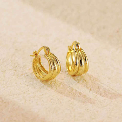 925 Sterling Silver Hoop Earrings Charm Jewelry - Glossy Plain Pattern - YH0501 - Touchy Style