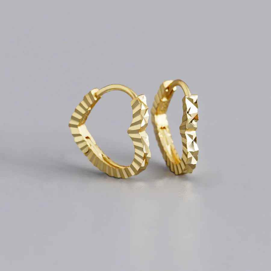 925 Sterling Silver Hoop Earrings Charm Jewelry - Heart Shaped - MD313 - Touchy Style