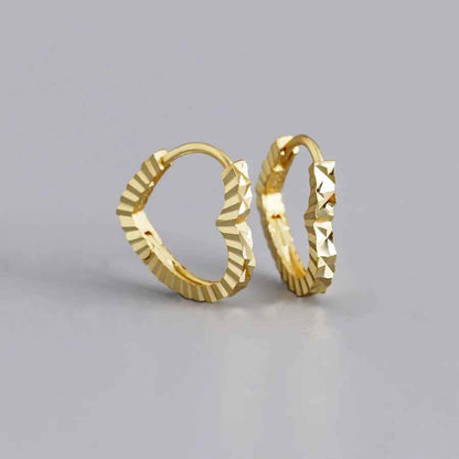 925 Sterling Silver Hoop Earrings Charm Jewelry - Heart Shaped - MD313 - Touchy Style