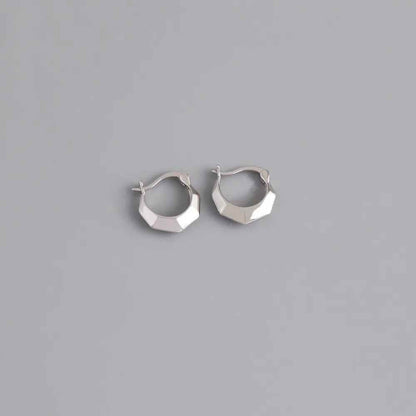 925 Sterling Silver Hoop Earrings Charm Jewelry - Light Ear Buckle - MD268 - Touchy Style