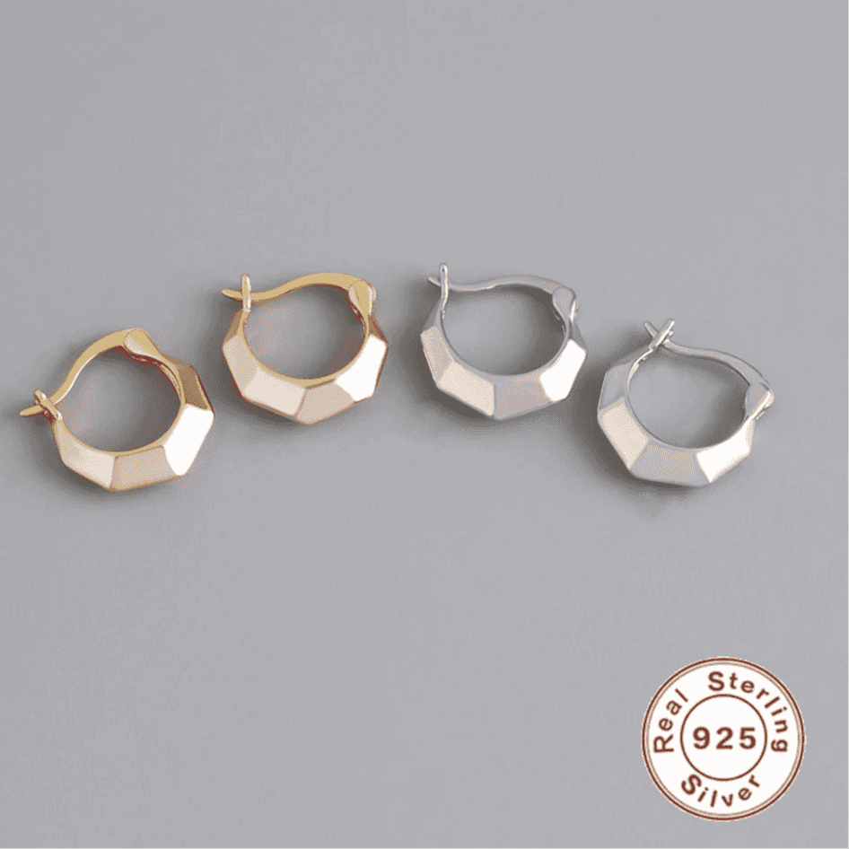 925 Sterling Silver Hoop Earrings Charm Jewelry - Light Ear Buckle - MD268 - Touchy Style