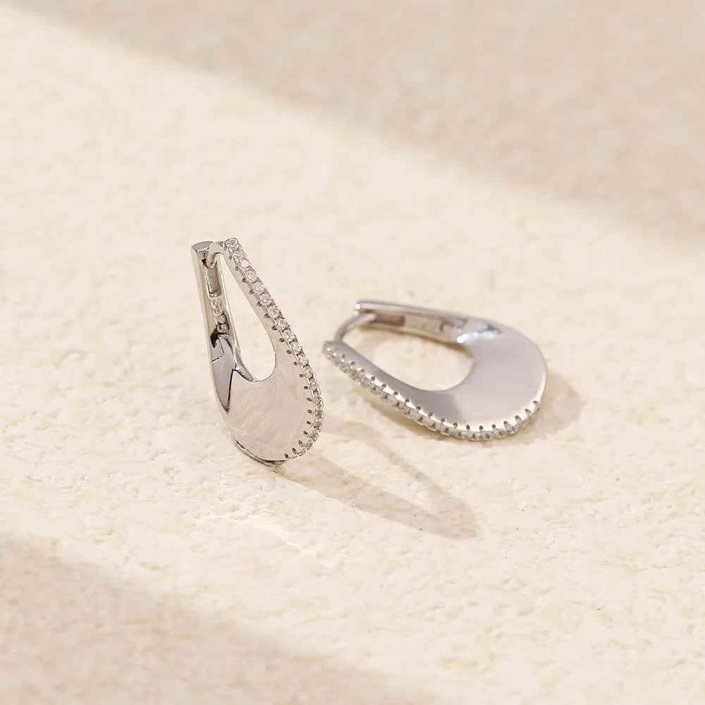 925 Sterling Silver Hoop Earrings Charm Jewelry - Light Luxury U-shaped - YH0464 - Touchy Style