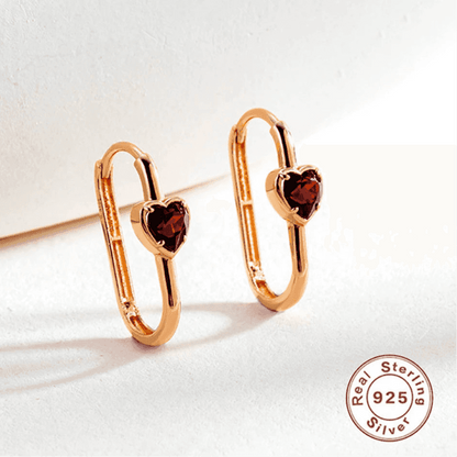 925 Sterling Silver Hoop Earrings Charm Jewelry - Mini Red Heart - Xm353 - Touchy Style
