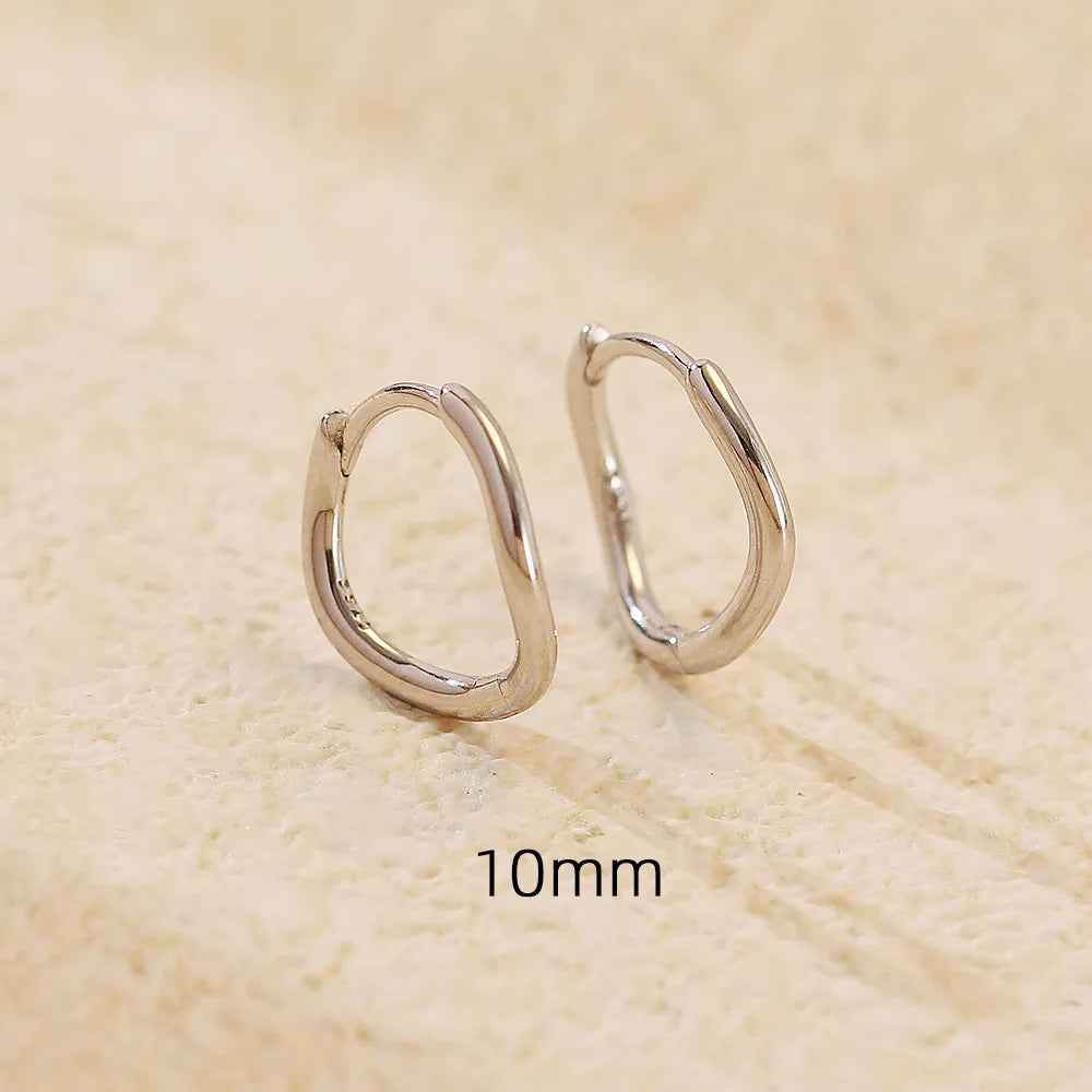 925 Sterling Silver Hoop Earrings Charm Jewelry - Simple Irregular Wavy - YH0489 - Touchy Style