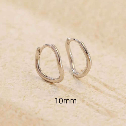 925 Sterling Silver Hoop Earrings Charm Jewelry - Simple Irregular Wavy - YH0489 - Touchy Style