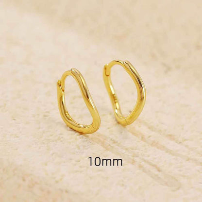 925 Sterling Silver Hoop Earrings Charm Jewelry - Simple Irregular Wavy - YH0489 - Touchy Style