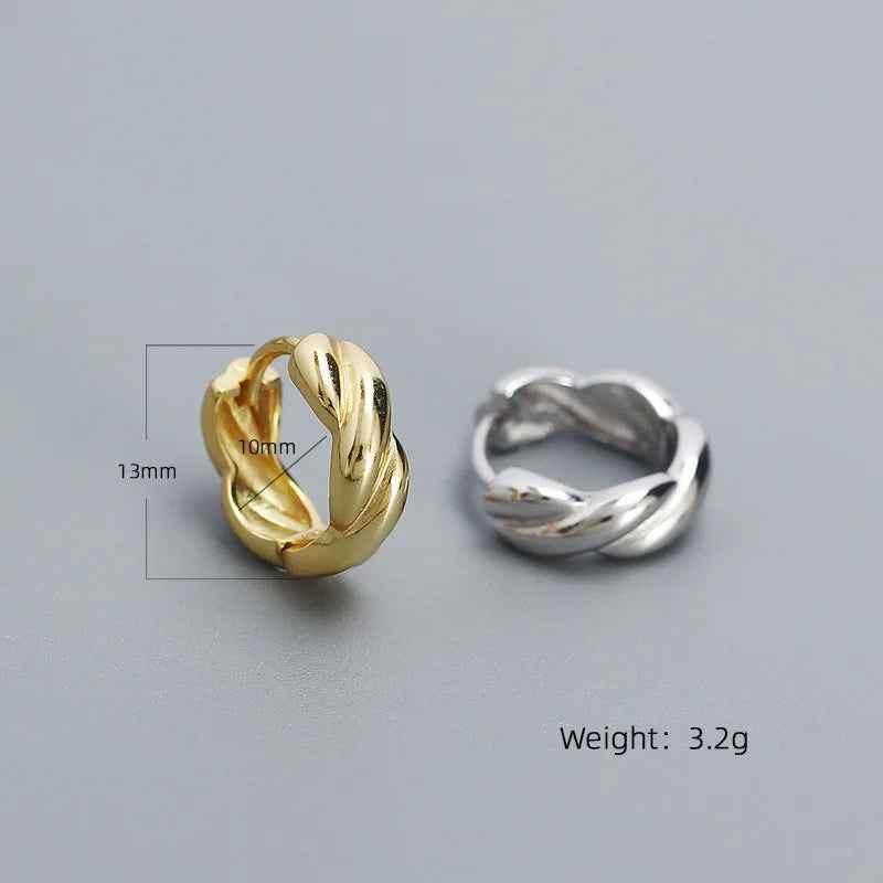 925 Sterling Silver Hoop Earrings Charm Jewelry - Twisted Metal Style - YH0445 - Touchy Style
