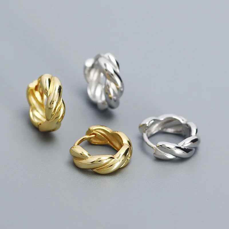 925 Sterling Silver Hoop Earrings Charm Jewelry - Twisted Metal Style - YH0445 - Touchy Style