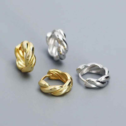 925 Sterling Silver Hoop Earrings Charm Jewelry - Twisted Metal Style - YH0445 - Touchy Style