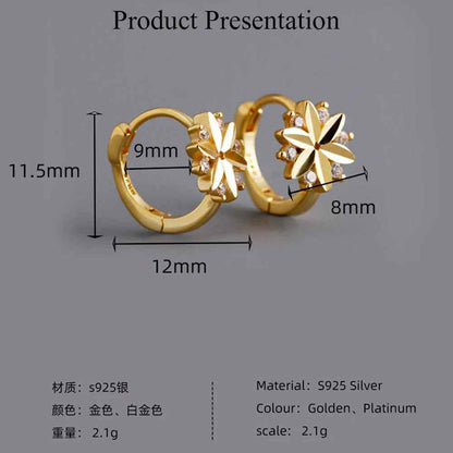 925 Sterling Silver Hoop Earrings Charm Jewelry - Zircon Flower - MD311 - Touchy Style