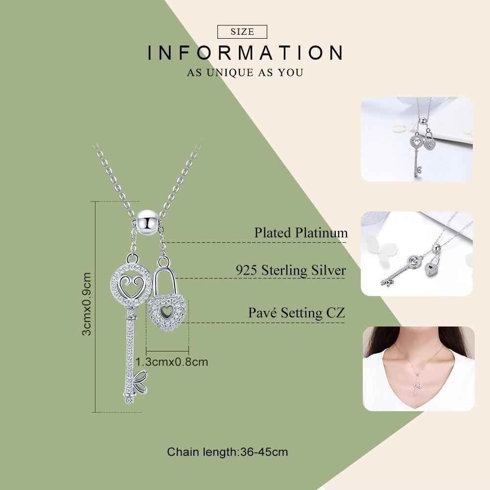 925 Sterling Silver Key of Heart Lock Pendant Necklace Charm Jewelry - Touchy Style