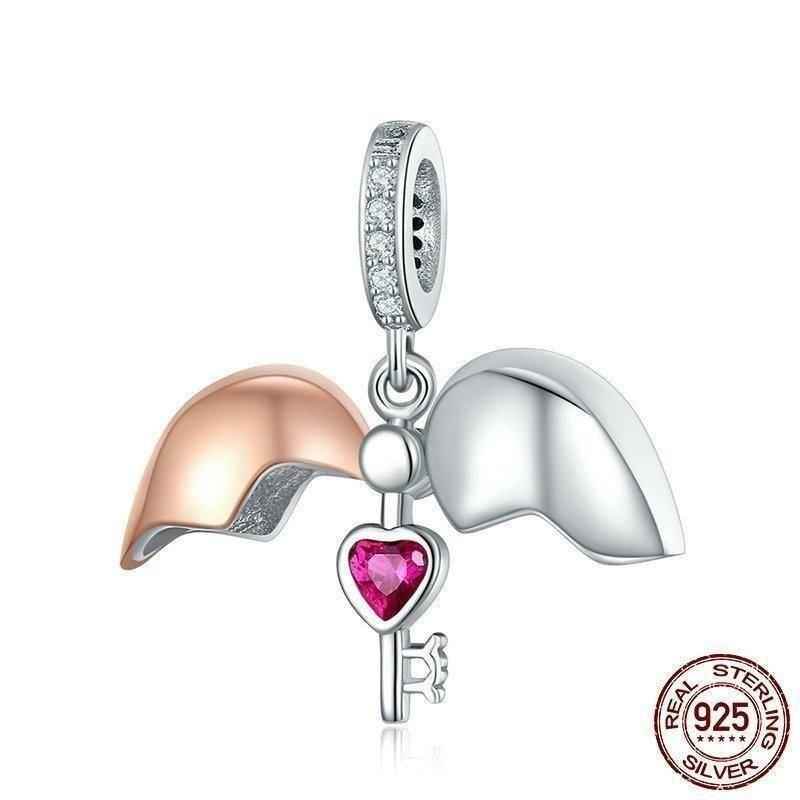 925 Sterling Silver Key Of Heart Pendant Charm Jewelry Without Chain - Touchy Style .