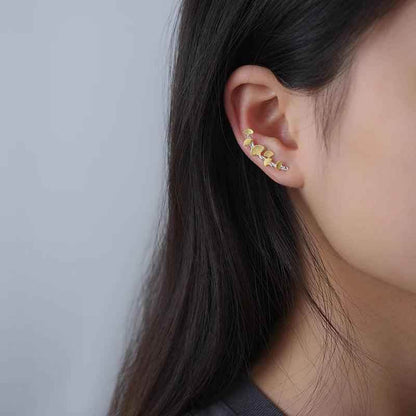 925 Sterling Silver LFJA0137 - Delicate Ginkgo Leaves Stud Earring Charm Jewelry - Touchy Style