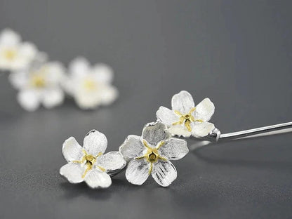 925 Sterling Silver Long Dangle Earring Charm Jewelry with Fresh Elegant Flower - LFJB0256 - Touchy Style .