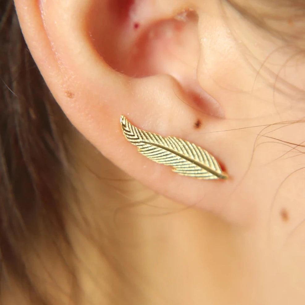 925 Sterling Silver Long Leaf Earrings Charm Jewelry - Touchy Style .
