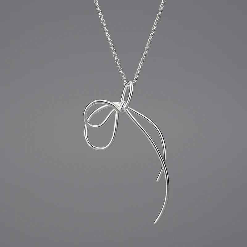 925 Sterling Silver Lovely Knot Necklace Charm Jewelry - LFJE0206 - Touchy Style .