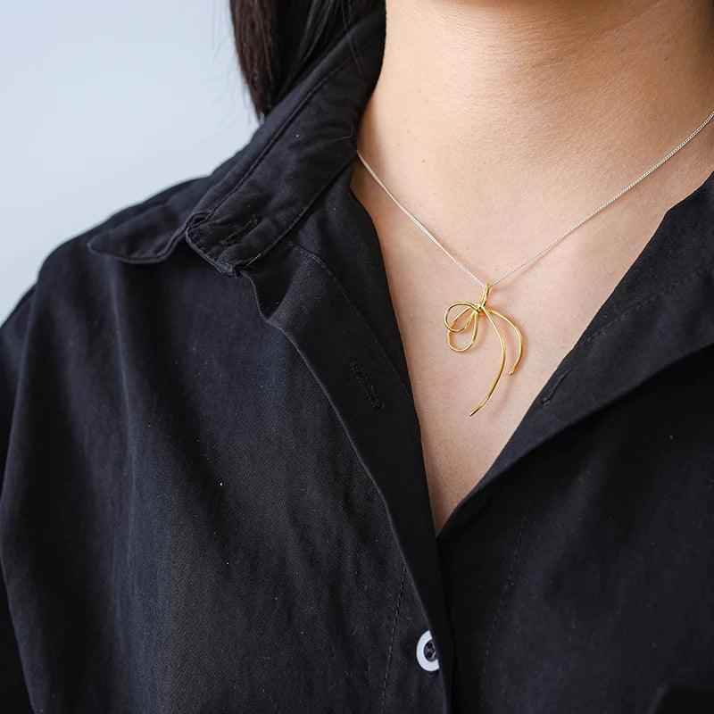 925 Sterling Silver Lovely Knot Necklace Charm Jewelry - LFJE0206 - Touchy Style