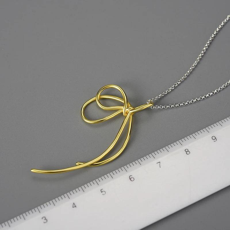 925 Sterling Silver Lovely Knot Necklace Charm Jewelry - LFJE0206 - Touchy Style .