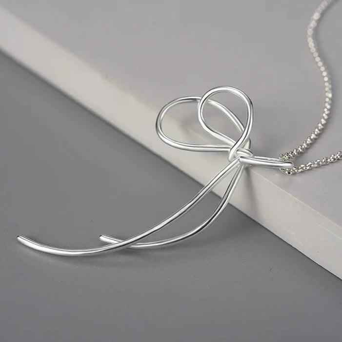 925 Sterling Silver Lovely Knot Necklace Charm Jewelry - LFJE0206 - Touchy Style .