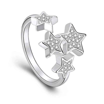 925 Sterling Silver Luminous Stars Rings Charm Jewelry GV409 - Touchy Style