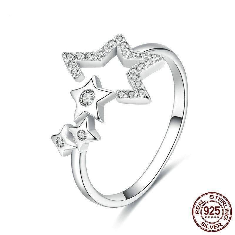 925 Sterling Silver Luminous Stars Rings Charm Jewelry - Touchy Style .